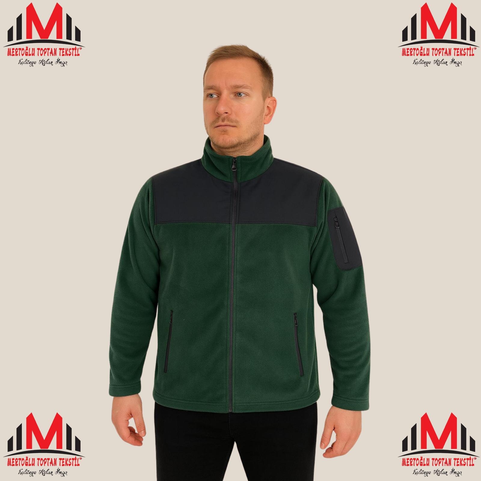 KOYU YEŞİL POLAR CEKET 